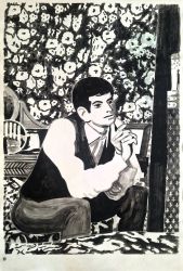 Thinking Man (The Trial), acrylics on paper, 150 x 100 cm, 2025