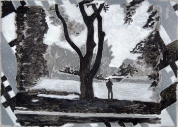 Leipzig Park, mixed media on paper, 29,5 x 21 cm, 2015
