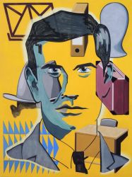 Portrait of Anthony Perkins as Joseph K., oil on canvas, 160 x 120 cm, 2017