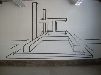 Monument (for all things starting with letter'H'), studio tapedrawing, 300 x 600 cm, 2011