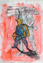 Vincent in China, mixed media on paper, 2019