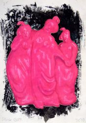 Pink Gift, mixed media on paper, 2019