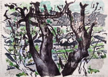 Chinese Landscape, mixed media on paper, 2020