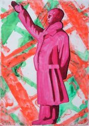 Pink Mao, mixed media on paper, 2020