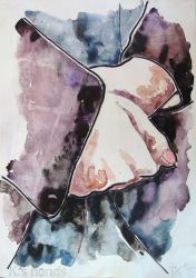 K's Hands, watercolour on paper, 2019