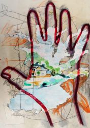 Handlines, mixed media on paper, 2020