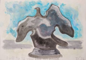 I Will Fly to You Like an Eagle, water colour on paper, 2024