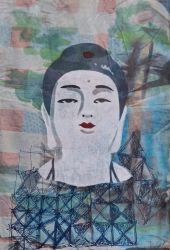 Untitled (Guanyin), mixed media on paper, 2024